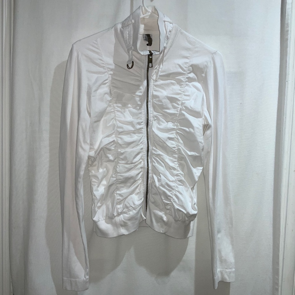 XCVI cotton jacket Sz M full zip front ruching long sleeve